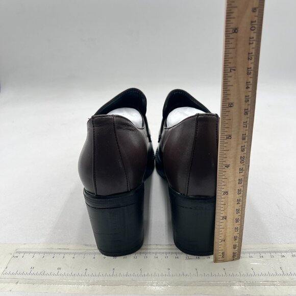 Maiyang Brown Chunky Mid Heel Platform Loafers Round Toe Slip on Party Pump - Picture 4 of 7